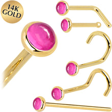 将图片加载到图库查看器，Solid 14K Yellow Gold 2mm Pink Tourmaline Nose Ring
