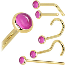 将图片加载到图库查看器，Solid 14K Yellow Gold 2mm Pink Tourmaline Nose Ring

