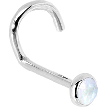 Load image into Gallery viewer, Solid 14K White Gold 2mm Rainbow Moonstone Nose Ring
