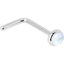 Load image into Gallery viewer, Solid 14K White Gold 2mm Rainbow Moonstone Nose Ring
