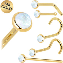 将图片加载到图库查看器，Solid 14K Yellow Gold 2mm Rainbow Moonstone Nose Ring
