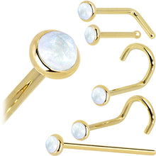 将图片加载到图库查看器，Solid 14K Yellow Gold 2mm Rainbow Moonstone Nose Ring

