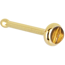 将图片加载到图库查看器，Solid 14K Yellow Gold 2mm Tiger Eye Nose Ring
