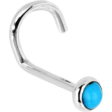 Load image into Gallery viewer, Solid 14K White Gold 2mm Turquoise Nose Ring
