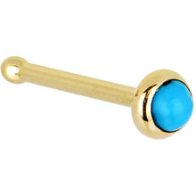 Load image into Gallery viewer, Solid 14K Yellow Gold 2mm Turquoise Nose Ring
