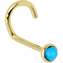 Load image into Gallery viewer, Solid 14K Yellow Gold 2mm Turquoise Nose Ring

