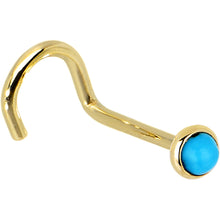 Load image into Gallery viewer, Solid 14K Yellow Gold 2mm Turquoise Nose Ring
