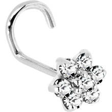 Load image into Gallery viewer, Solid 14K White Gold Clear Cubic Zirconia Flower Nose Ring
