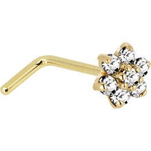 Load image into Gallery viewer, Solid 14K Yellow Gold Clear Cubic Zirconia Flower Nose Ring
