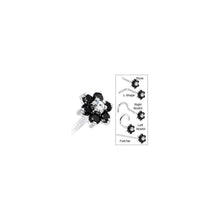将图片加载到图库查看器，Solid 14K White Gold Black and Clear Cubic Zirconia Flower Nose Ring
