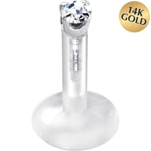 Load image into Gallery viewer, Solid 14K White Gold 1.5mm CZ Bioplast Push in Labret Monroe
