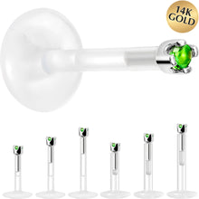 Load image into Gallery viewer, Solid 14K White Gold May 1.5mm CZ Bioplast Push in Labret Monroe
