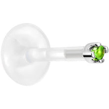 Load image into Gallery viewer, Solid 14K White Gold May 1.5mm CZ Bioplast Push in Labret Monroe
