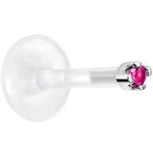 将图片加载到图库查看器，Solid 14K White Gold July 1.5mm CZ Bioplast Push in Labret Monroe
