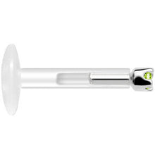 将图片加载到图库查看器，Solid 14K White Gold August 1.5mm CZ Bioplast Push in Labret Monroe
