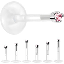 Load image into Gallery viewer, Solid 14K White Gold October 1.5mm CZ Bioplast Push in Labret Monroe

