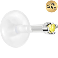 Load image into Gallery viewer, 16G 1/4 14K White Gold November 1.5mm CZ Bioplast Push in Cartilage Earring
