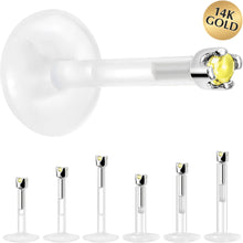 Load image into Gallery viewer, Solid 14K White Gold November 1.5mm CZ Bioplast Push in Labret Monroe
