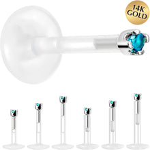 将图片加载到图库查看器，Solid 14K White Gold December 1.5mm CZ Bioplast Push in Labret Monroe
