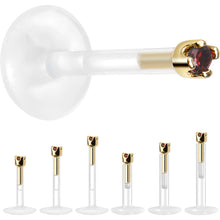Load image into Gallery viewer, Solid 14K Yellow Gold January 1.5mm CZ Bioplast Push in Labret Monroe
