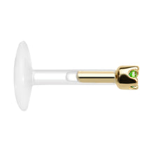 将图片加载到图库查看器，16G 1/4 14K Yellow Gold May 1.5mm CZ Bioplast Push in Cartilage Earring
