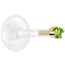 Load image into Gallery viewer, Solid 14K Yellow Gold May 1.5mm CZ Bioplast Push in Labret Monroe
