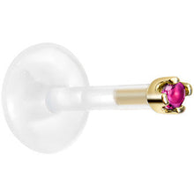 Load image into Gallery viewer, Solid 14K Yellow Gold July 1.5mm CZ Bioplast Push in Labret Monroe
