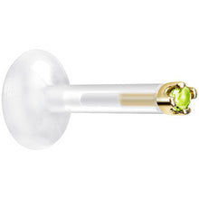 Load image into Gallery viewer, Solid 14K Yellow Gold August 1.5mm CZ Bioplast Push in Labret Monroe
