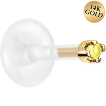 Load image into Gallery viewer, 16G 1/4 14K Yellow Gold November 1.5mm CZ Bioplast Push in Cartilage Earring
