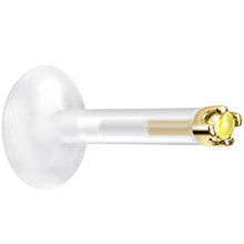 将图片加载到图库查看器，Solid 14K Yellow Gold November 1.5mm CZ Bioplast Push in Labret Monroe
