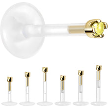 将图片加载到图库查看器，Solid 14K Yellow Gold November 1.5mm CZ Bioplast Push in Labret Monroe
