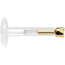 将图片加载到图库查看器，Solid 14K Yellow Gold November 1.5mm CZ Bioplast Push in Labret Monroe
