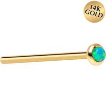 Load image into Gallery viewer, 14k Yellow Gold 2mm Lime Synthetic Opal Nose Ring
