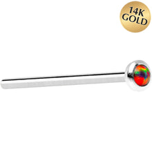 Load image into Gallery viewer, 14k White Gold 2mm Fire Red Synthetic Opal Nose Ring
