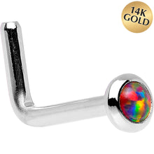 Load image into Gallery viewer, 14k White Gold 2mm Fire Red Synthetic Opal Nose Ring
