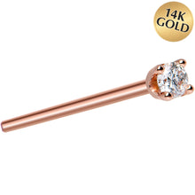 Load image into Gallery viewer, 14K Rose Gold 2mm Cubic Zirconia Nose Ring
