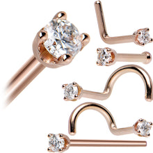 Load image into Gallery viewer, 14K Rose Gold 2mm Cubic Zirconia Nose Ring
