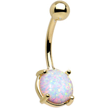 将图片加载到图库查看器，Solid 14k Yellow Gold 8mm Synthetic Opal Belly Ring

