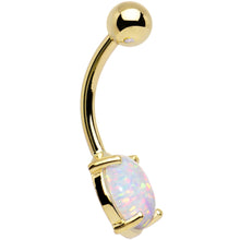 将图片加载到图库查看器，Solid 14k Yellow Gold 8mm Synthetic Opal Belly Ring
