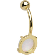 将图片加载到图库查看器，Solid 14k Yellow Gold 8mm Synthetic Opal Belly Ring
