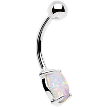 将图片加载到图库查看器，Solid 14k White Gold 8mm Synthetic Opal Belly Ring
