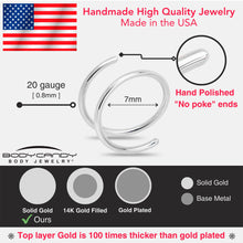 将图片加载到图库查看器，14k Solid White Gold Double Hoop Nose Spiral Nose Ring
