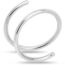 将图片加载到图库查看器，14k Solid White Gold Double Hoop Nose Spiral Nose Ring
