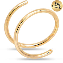 将图片加载到图库查看器，14k Solid Yellow Gold Double Hoop Nose Spiral Nose Ring
