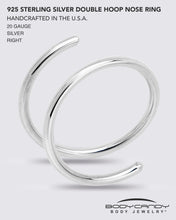 Load image into Gallery viewer, Double Hoop Nose 925 Sterling Silver Spiral Nose Ring 20G 8mm Right
