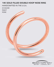 将图片加载到图库查看器，Spiral Nose Rings Double Hoop 20G
