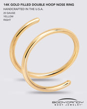 Load image into Gallery viewer, 3Pack Double Hoop Nose 14k Gold Filled and 925 Silver Spiral Nose Rings 20G 8mm Right
