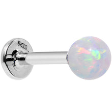 Load image into Gallery viewer, 14k White Gold 5mm White Synthetic Opal Labret Monroe 14G 5/16

