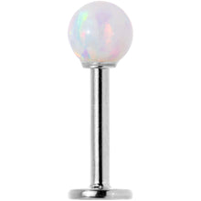 Load image into Gallery viewer, 14k White Gold 5mm White Synthetic Opal Labret Monroe 14G 5/16

