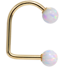 Load image into Gallery viewer, 14k Yellow Gold Yellow 5mm Synthetic Opal Lippy Loop 14G 3/8
